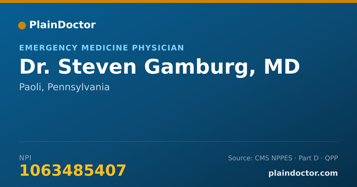 Shareable card for Steven Gamburg, MD - Emergency Medicine Physician, Paoli, PA