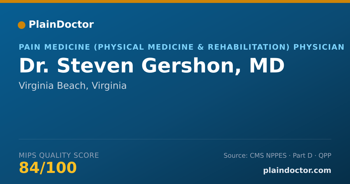 Shareable card for Steven Gershon, MD - Pain Medicine (Physical Medicine & Rehabilitation) Physician, Virginia Beach, VA