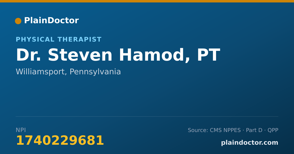 Shareable card for Steven Hamod, PT - Physical Therapist, Williamsport, PA