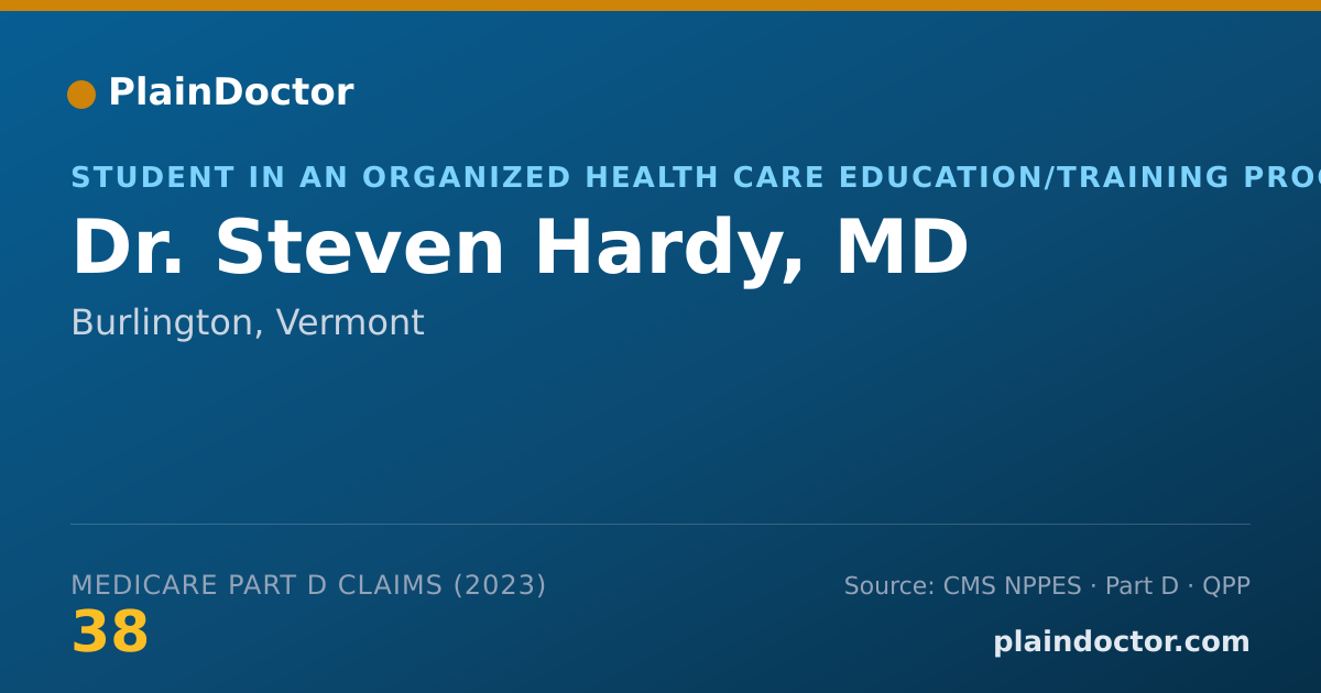 Shareable card for Steven Hardy, MD - Student in an Organized Health Care Education/Training Program, Burlington, VT