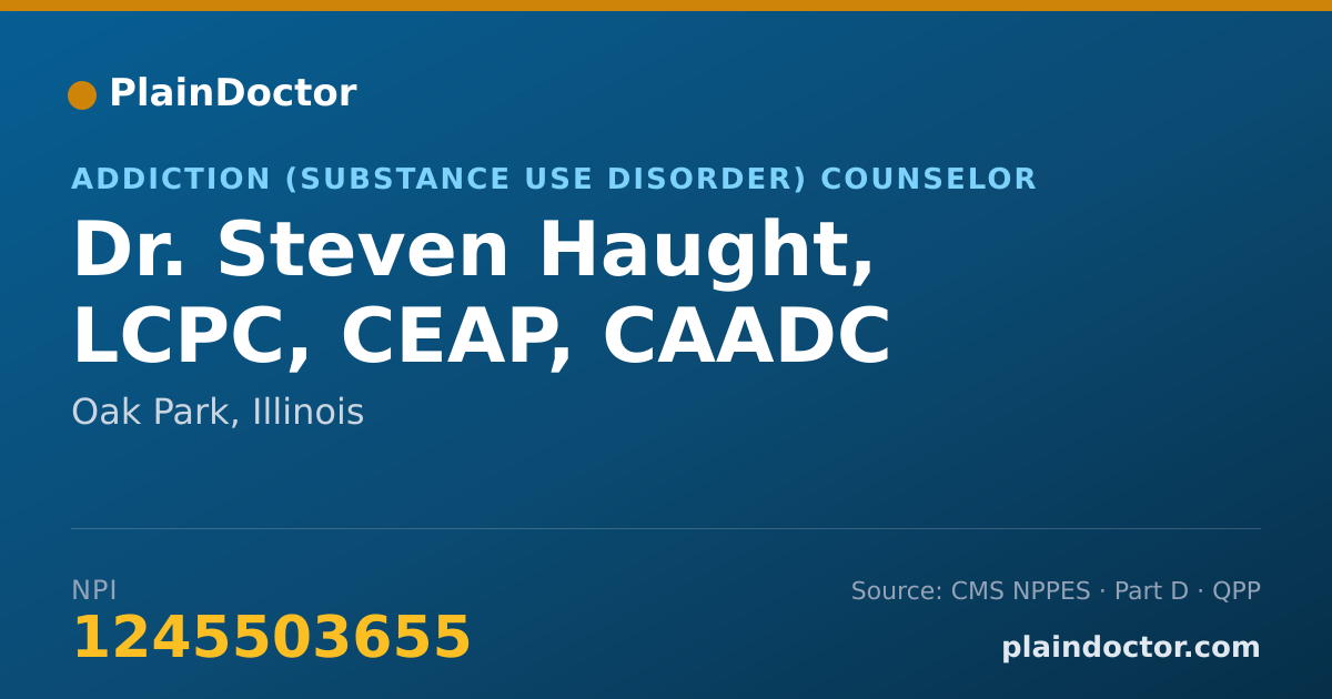 Shareable card for Steven Haught, LCPC, CEAP, CAADC - Addiction (Substance Use Disorder) Counselor, Oak Park, IL