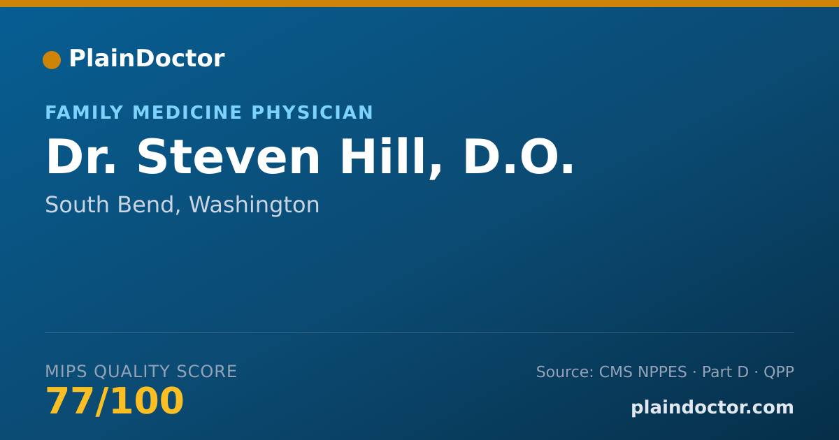 Shareable card for Steven Hill, D.O. - Family Medicine Physician, South Bend, WA