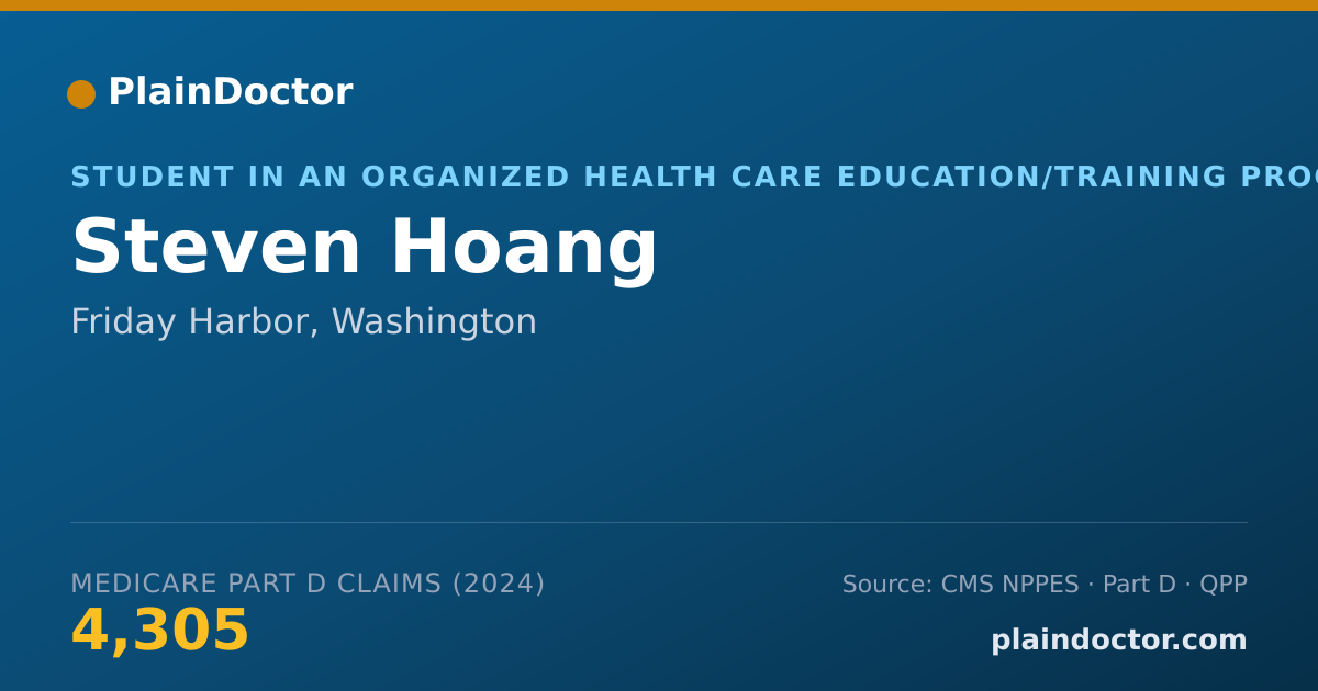 Shareable card for Steven Hoang - Student in an Organized Health Care Education/Training Program, Friday Harbor, WA