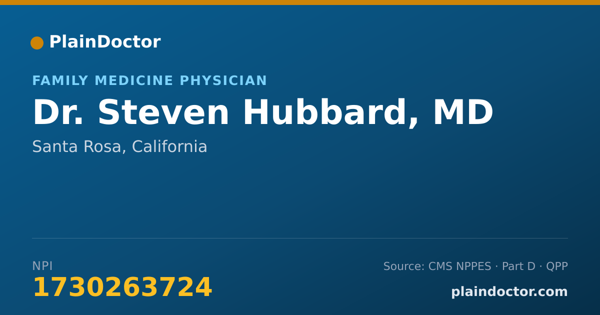 Shareable card for Steven Hubbard, MD - Family Medicine Physician, Santa Rosa, CA
