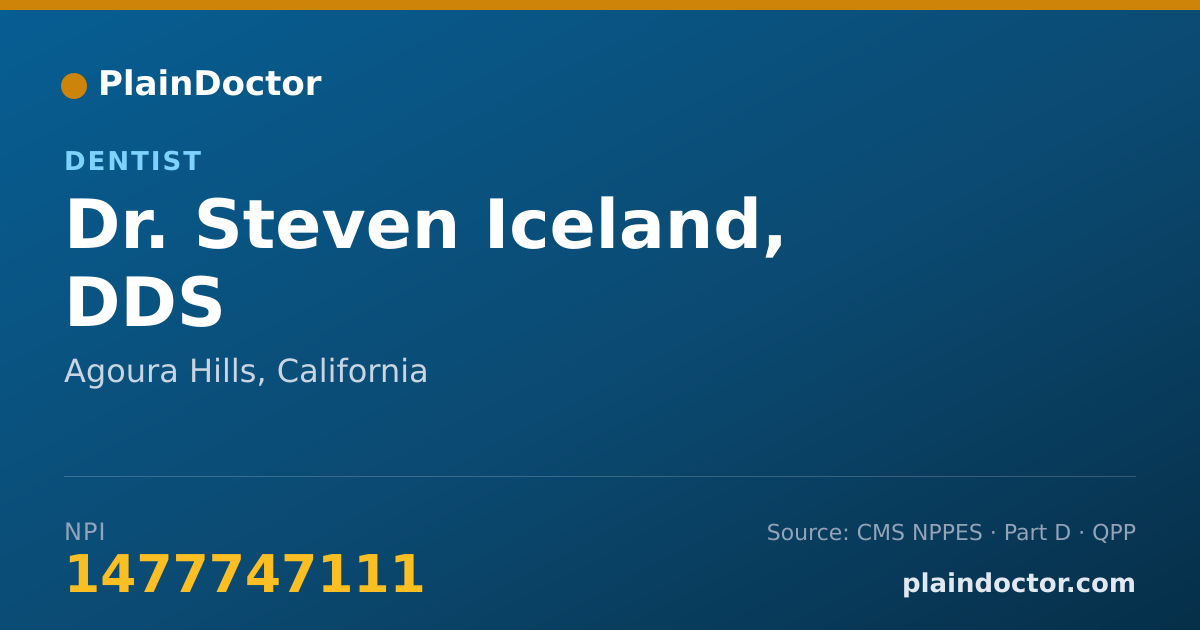 Shareable card for Steven Iceland, DDS - Dentist, Agoura Hills, CA
