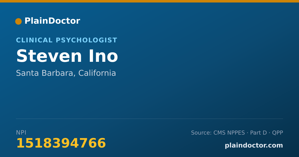 Shareable card for Steven Ino - Clinical Psychologist, Santa Barbara, CA