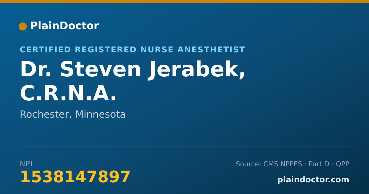 Shareable card for Steven Jerabek, C.R.N.A. - Certified Registered Nurse Anesthetist, Rochester, MN