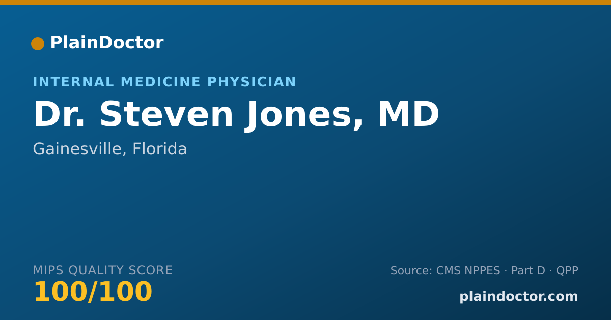 Shareable card for Steven Jones, MD - Internal Medicine Physician, Gainesville, FL
