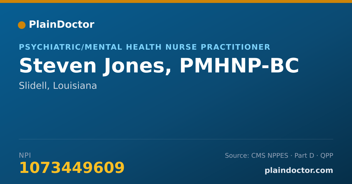 Shareable card for Steven Jones, PMHNP-BC - Psychiatric/Mental Health Nurse Practitioner, Slidell, LA