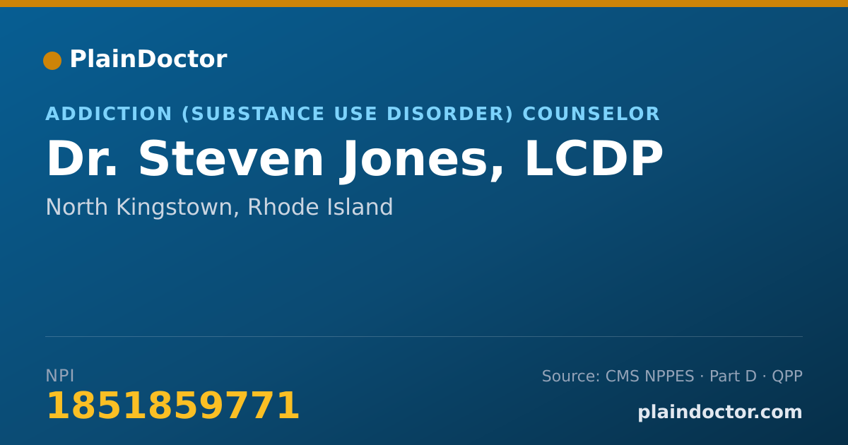 Shareable card for Steven Jones, LCDP - Addiction (Substance Use Disorder) Counselor, North Kingstown, RI
