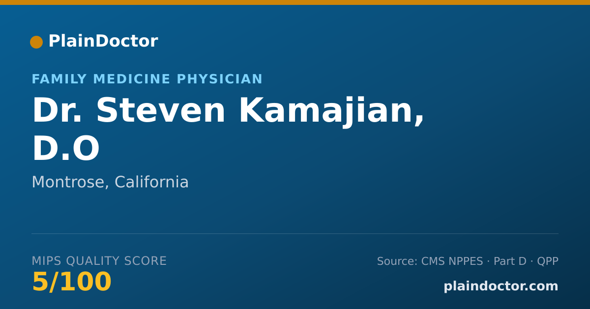 Shareable card for Steven Kamajian, D.O - Family Medicine Physician, Montrose, CA