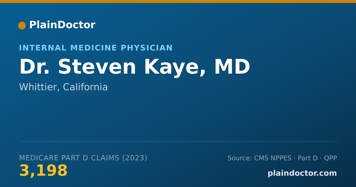 Shareable card for Steven Kaye, MD - Internal Medicine Physician, Whittier, CA