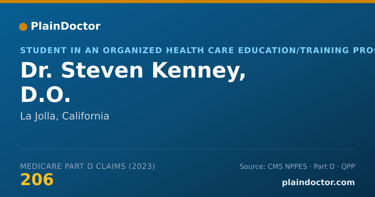 Shareable card for Steven Kenney, D.O. - Student in an Organized Health Care Education/Training Program, La Jolla, CA