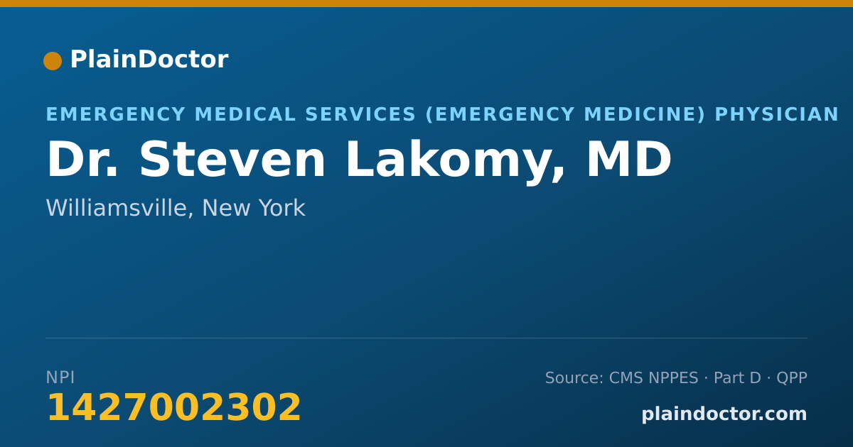 Shareable card for Steven Lakomy, MD - Emergency Medical Services (Emergency Medicine) Physician, Williamsville, NY