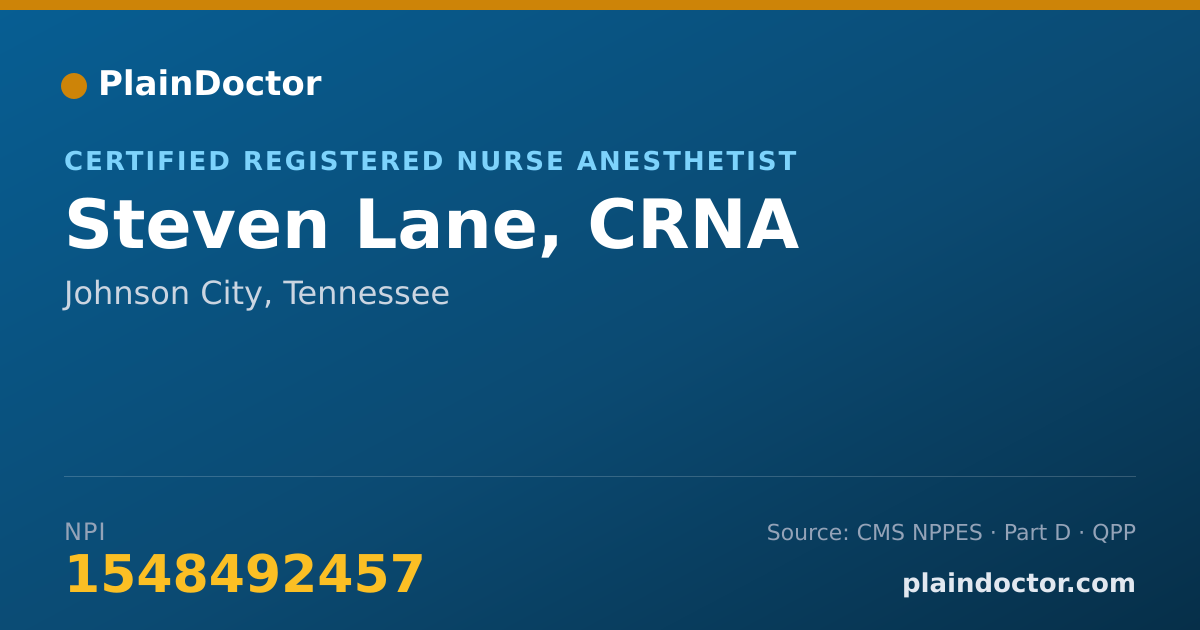 Shareable card for Steven Lane, CRNA - Certified Registered Nurse Anesthetist, Johnson City, TN