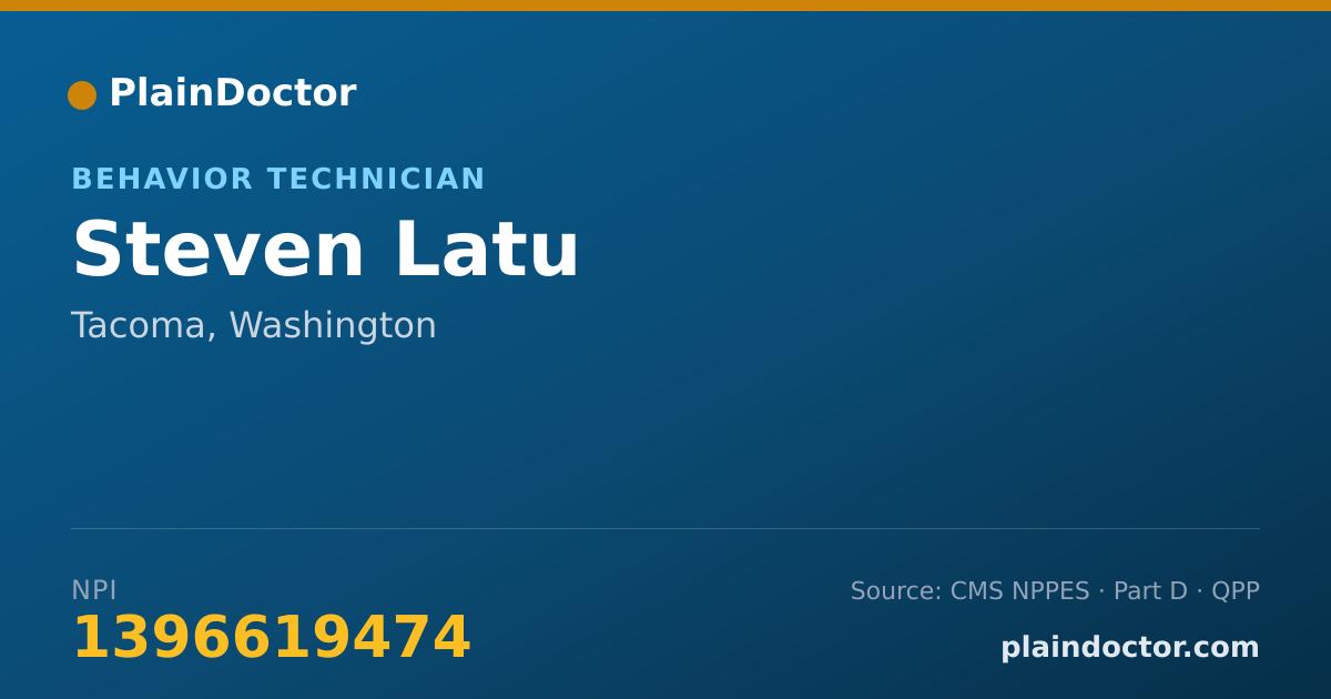 Shareable card for Steven Latu - Behavior Technician, Tacoma, WA