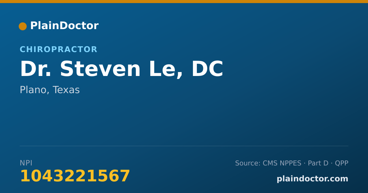 Shareable card for Steven Le, DC - Chiropractor, Plano, TX