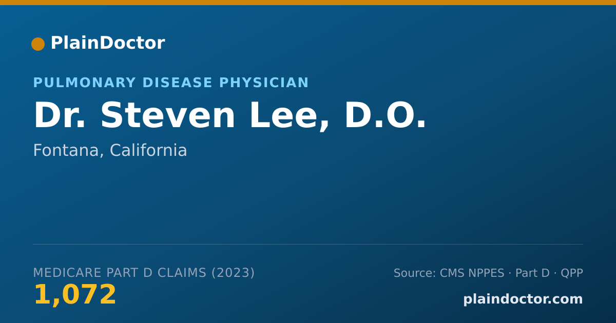 Shareable card for Steven Lee, D.O. - Pulmonary Disease Physician, Fontana, CA