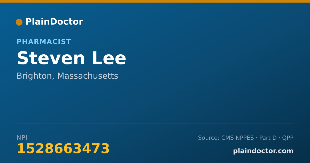 Shareable card for Steven Lee - Pharmacist, Brighton, MA
