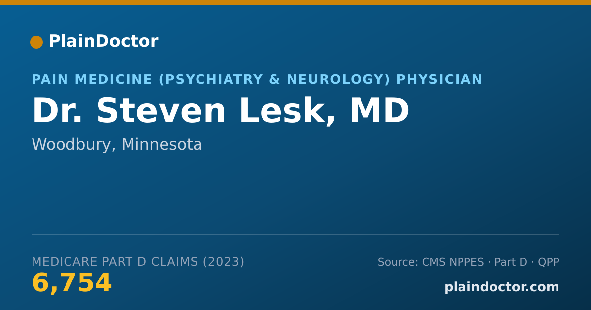 Shareable card for Steven Lesk, MD - Pain Medicine (Psychiatry & Neurology) Physician, Woodbury, MN
