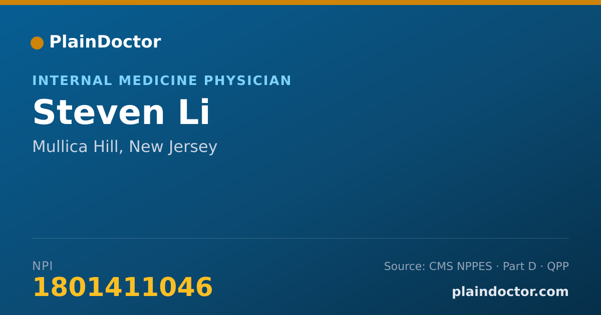Shareable card for Steven Li - Student in an Organized Health Care Education/Training Program, Mullica Hill, NJ