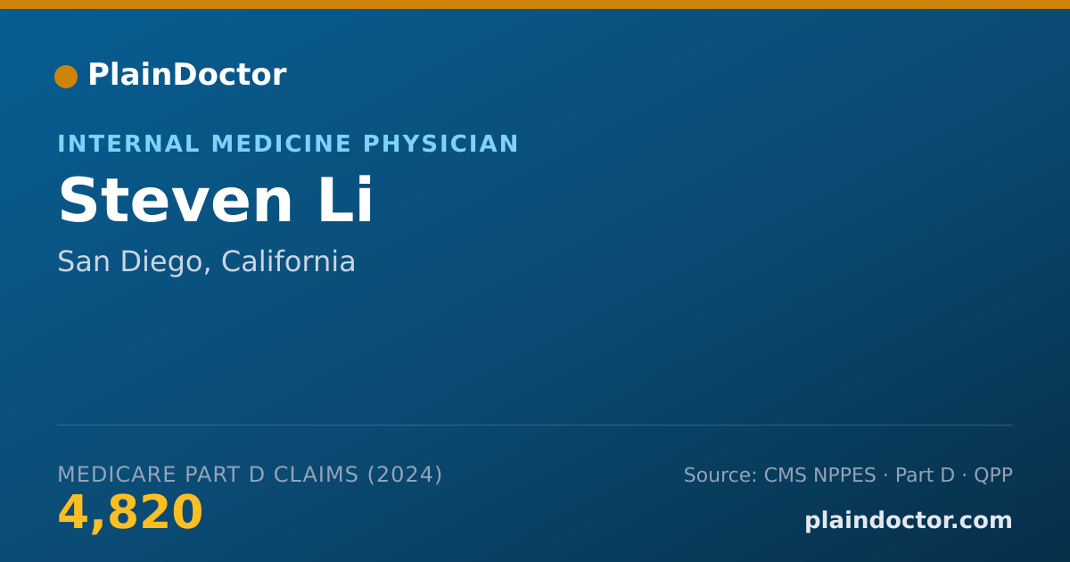 Shareable card for Steven Li - Internal Medicine Physician, San Diego, CA