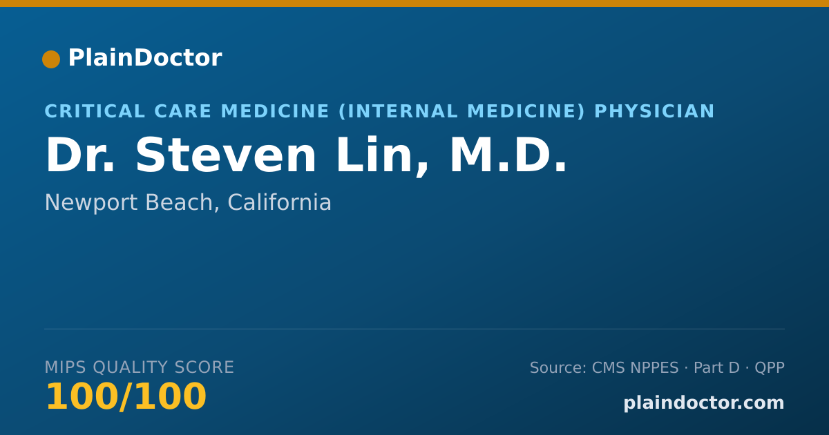 Shareable card for Steven Lin, M.D. - Internal Medicine Physician, Newport Beach, CA