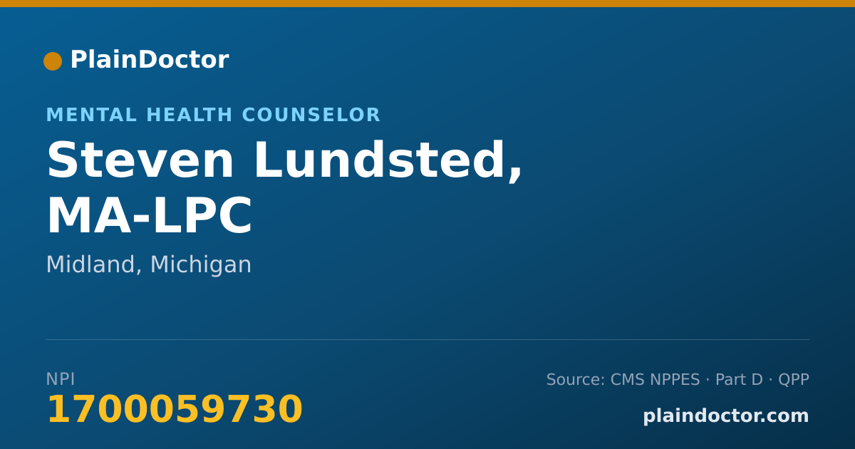 Shareable card for Steven Lundsted, MA-LPC - Mental Health Counselor, Midland, MI