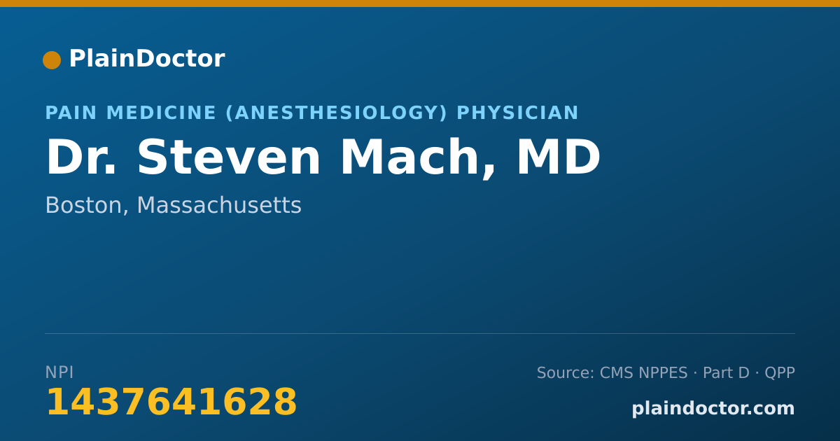 Shareable card for Steven Mach, MD - Pain Medicine (Anesthesiology) Physician, Boston, MA