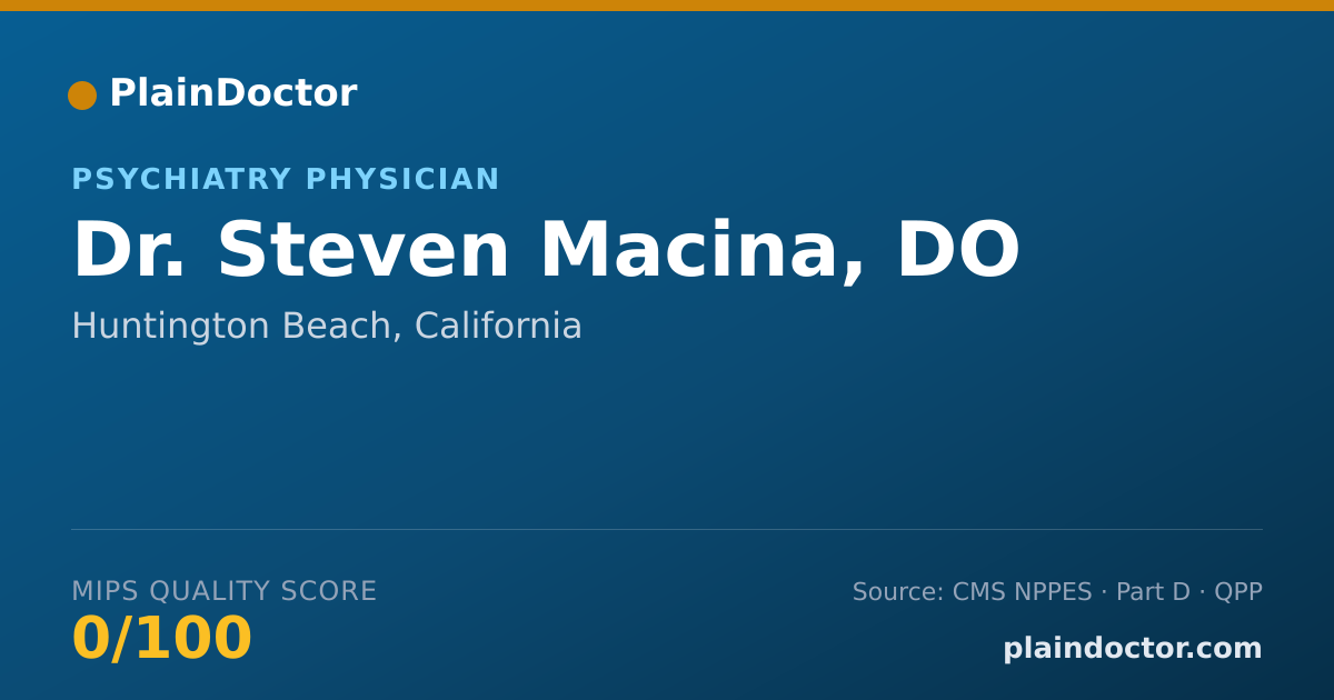 Shareable card for Steven Macina, DO - Psychiatry Physician, Huntington Beach, CA