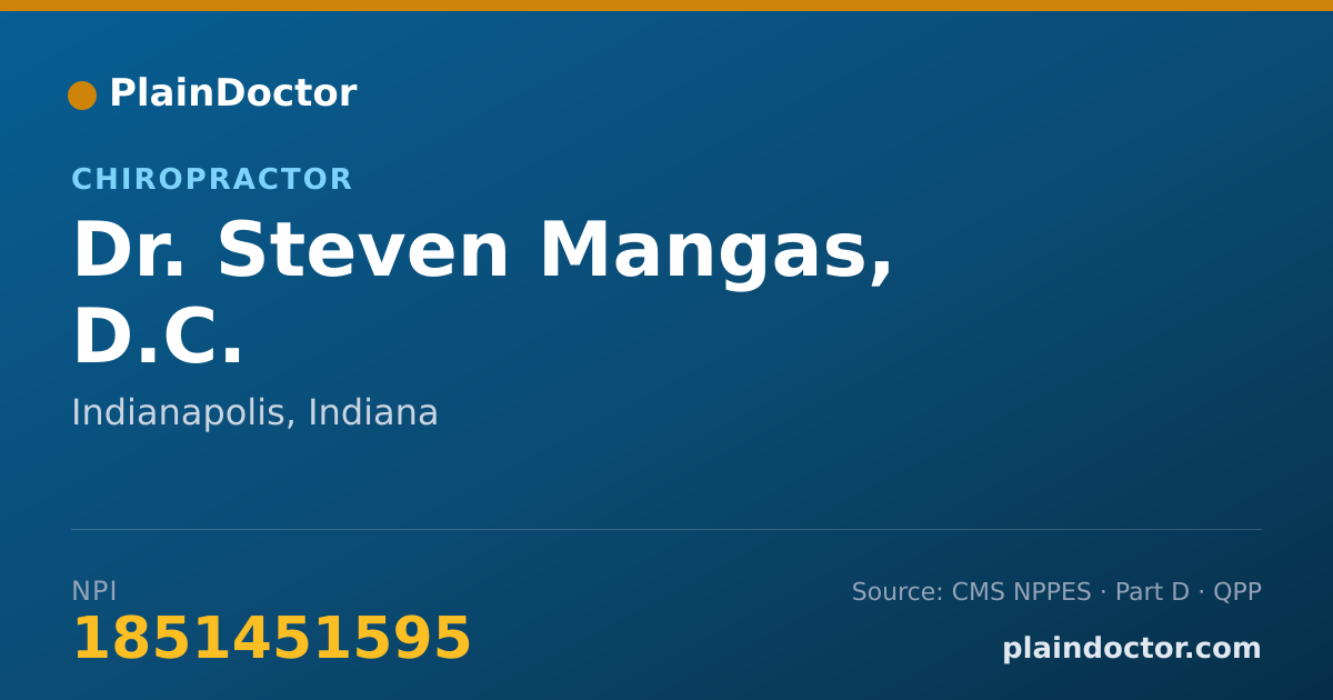 Shareable card for Steven Mangas, D.C. - Chiropractor, Indianapolis, IN