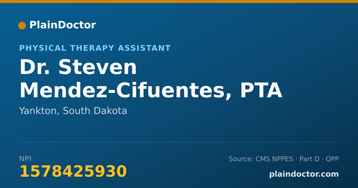 Shareable card for Steven Mendez-Cifuentes, PTA - Physical Therapy Assistant, Yankton, SD