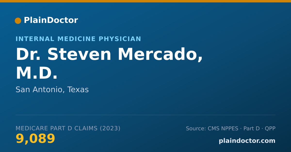Shareable card for Steven Mercado, M.D. - Internal Medicine Physician, San Antonio, TX