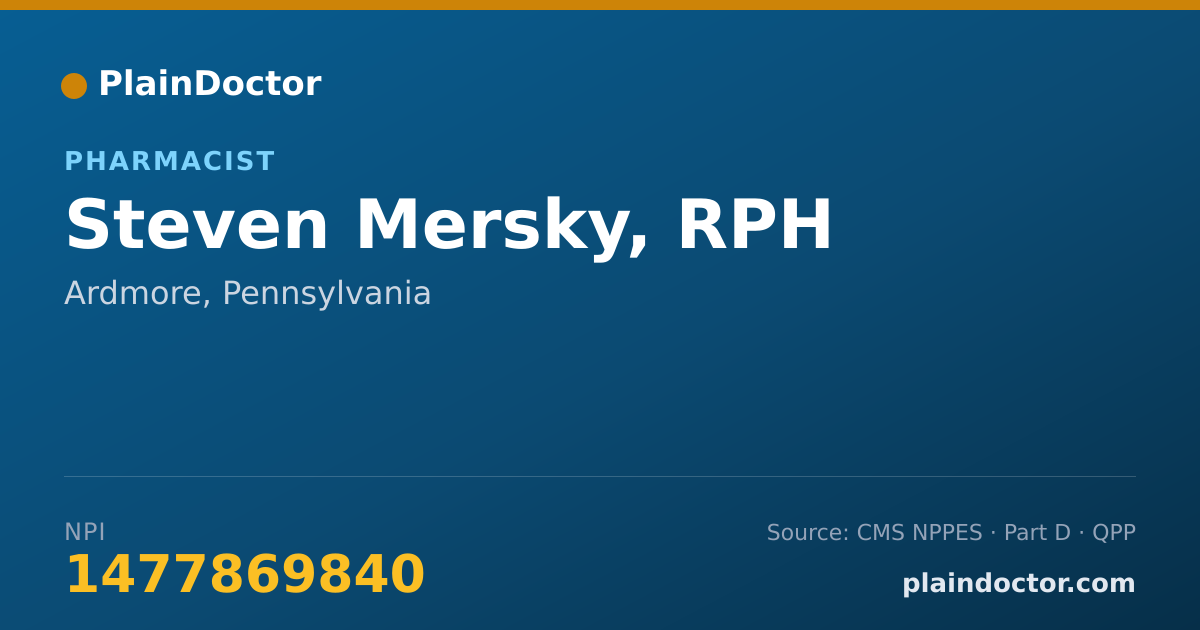Shareable card for Steven Mersky, RPH - Pharmacist, Ardmore, PA