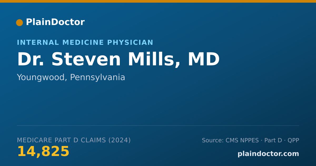Shareable card for Steven Mills, MD - Internal Medicine Physician, Youngwood, PA