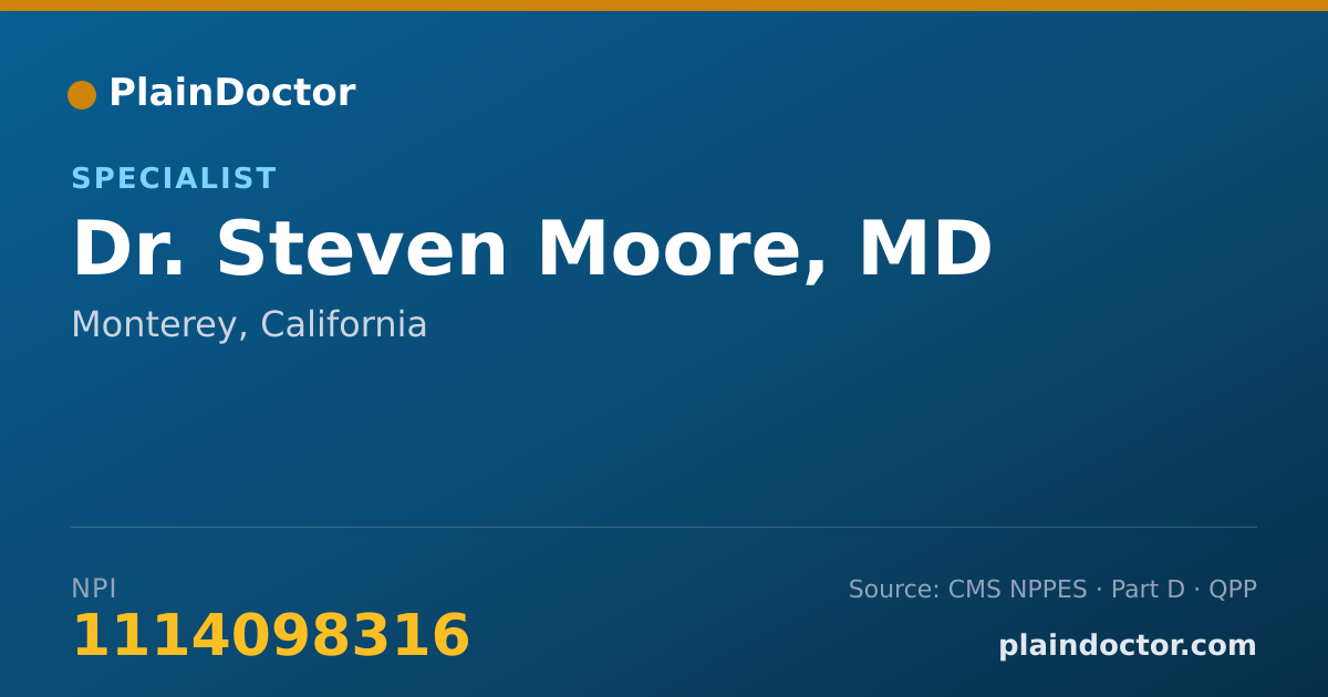 Shareable card for Steven Moore, MD - Specialist, Monterey, CA