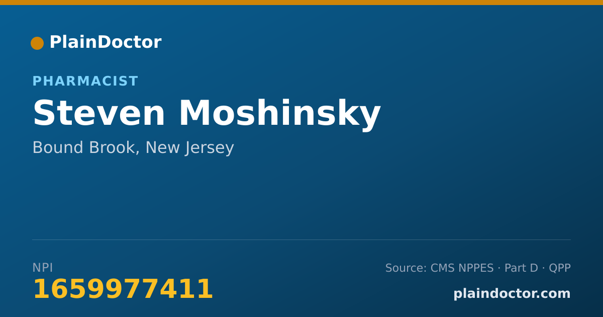 Shareable card for Steven Moshinsky - Pharmacist, Bound Brook, NJ