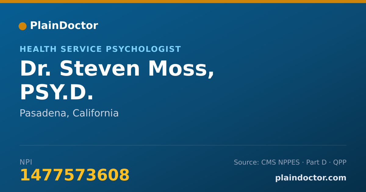 Shareable card for Steven Moss, PSY.D. - Health Service Psychologist, Pasadena, CA