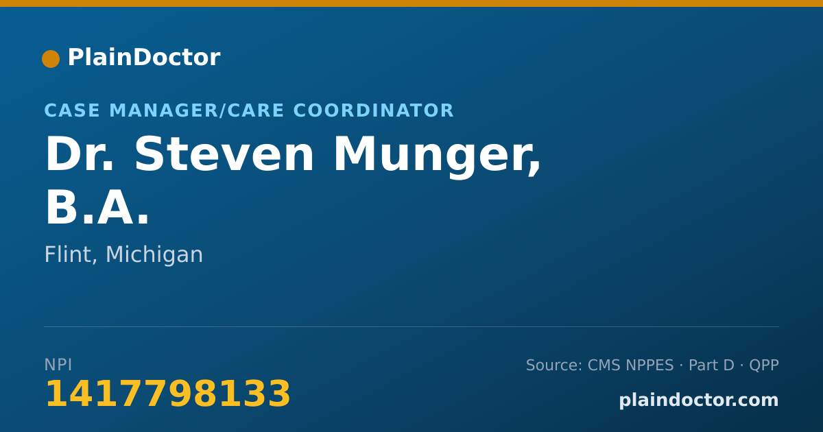 Shareable card for Steven Munger, B.A. - Case Manager/Care Coordinator, Flint, MI