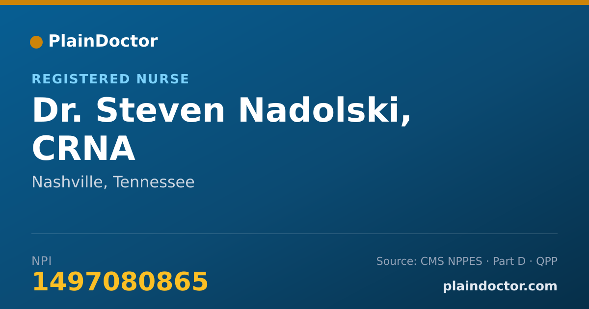 Shareable card for Steven Nadolski, CRNA - Registered Nurse, Nashville, TN