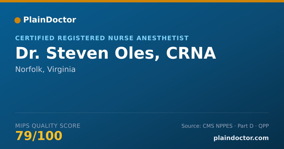 Shareable card for Steven Oles, CRNA - Certified Registered Nurse Anesthetist, Norfolk, VA