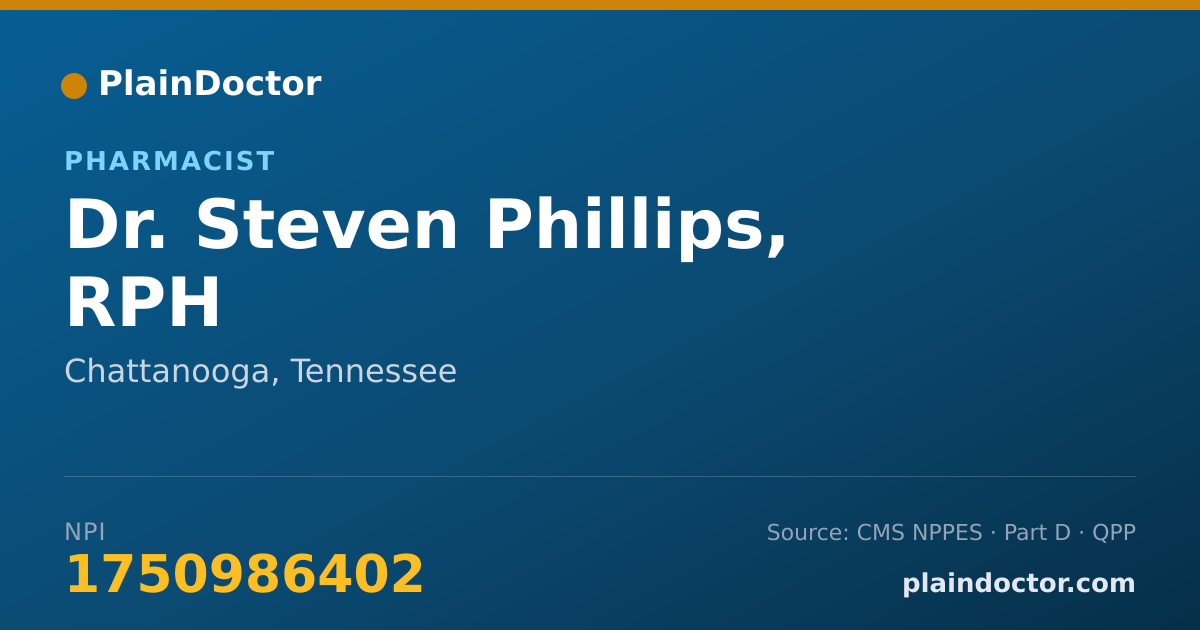Shareable card for Steven Phillips, RPH - Pharmacist, Chattanooga, TN