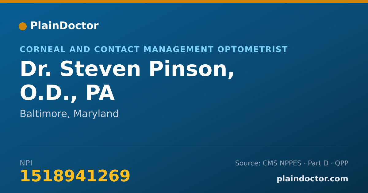 Shareable card for Steven Pinson, O.D., PA - Corneal and Contact Management Optometrist, Baltimore, MD