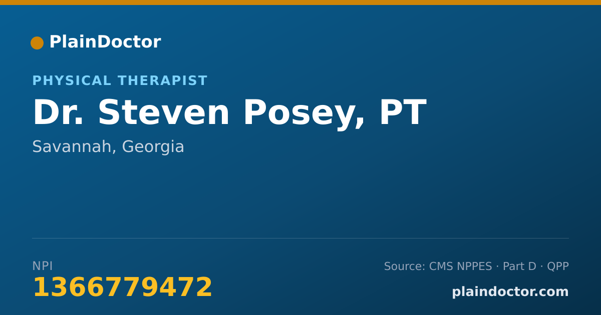 Shareable card for Steven Posey, PT - Physical Therapist, Savannah, GA