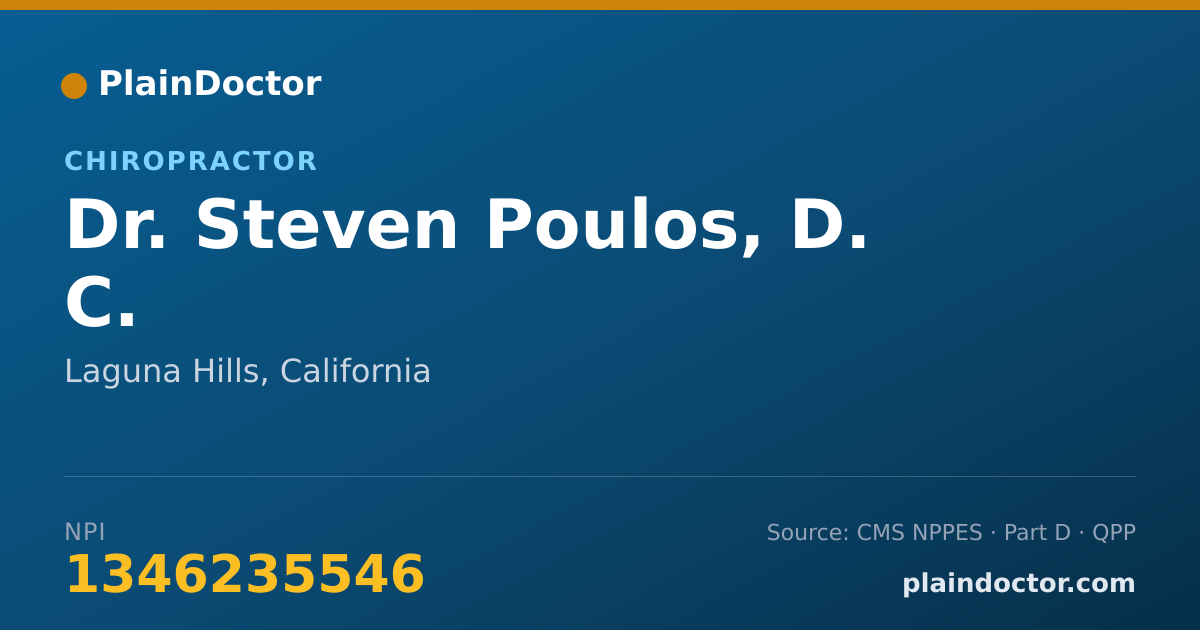 Shareable card for Steven Poulos, D. C. - Chiropractor, Laguna Hills, CA