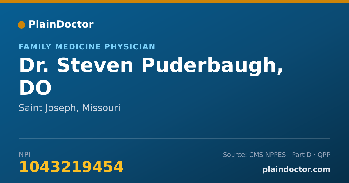 Shareable card for Steven Puderbaugh, DO - Family Medicine Physician, Saint Joseph, MO