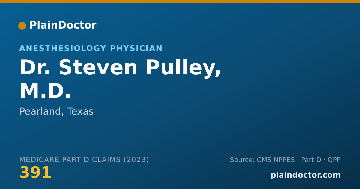Shareable card for Steven Pulley, M.D. - Anesthesiology Physician, Pearland, TX
