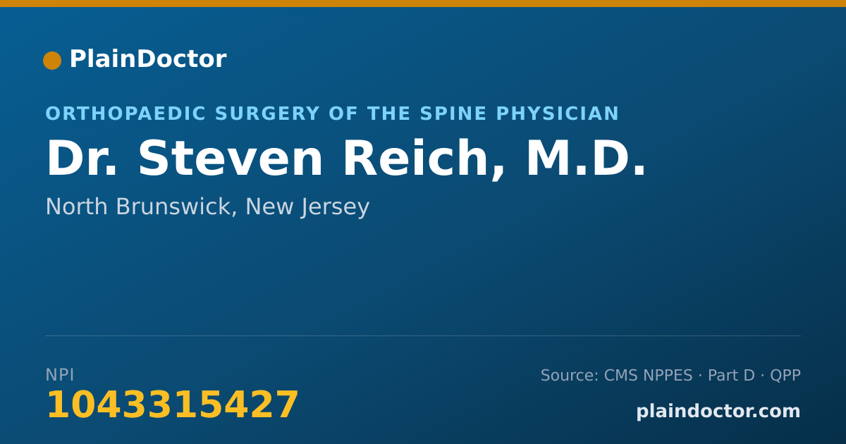 Shareable card for Steven Reich, M.D. - Orthopaedic Surgery of the Spine Physician, North Brunswick, NJ