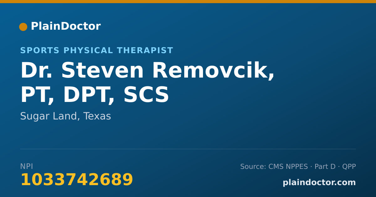 Shareable card for Steven Removcik, PT, DPT, SCS - Sports Physical Therapist, Sugar Land, TX