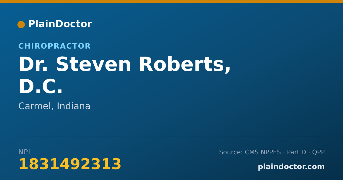 Shareable card for Steven Roberts, D.C. - Chiropractor, Carmel, IN